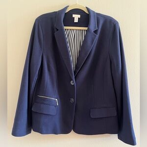 Chico's Dark Blue Blazer with Striped Lining